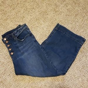 Time and Tru High Waisted Wide Leg Cropped Jeans